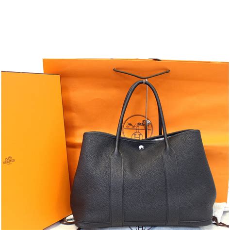 real leather hermes tote|Hermes garden party tote.